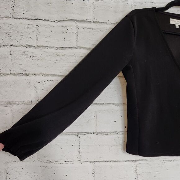 Madewell Texture and Thread Women's Black Long-Sleeved Open Tied Wrap Top Size S - Picture 9 of 12